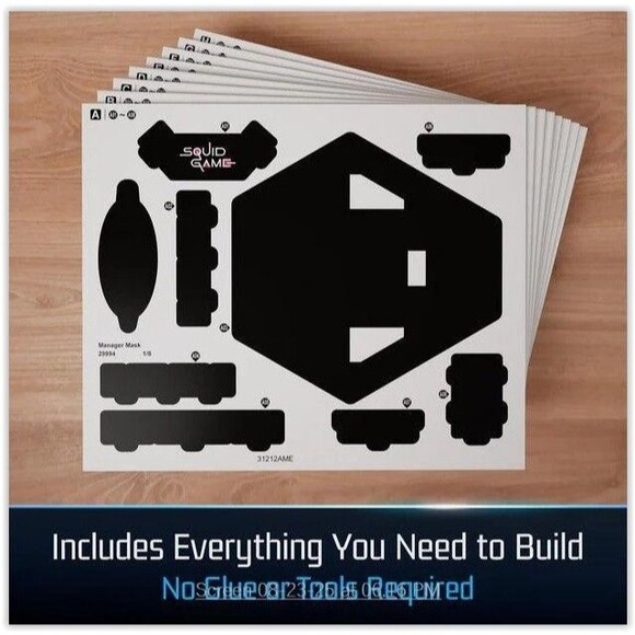 Squid Games Manager Mask 3D Model Kit 4D Build, Puzzle Netflix w Stand NEW - Picture 6 of 11